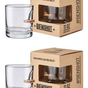 New! 2 Pc. Set BenShot Rocks Glasses with Bullet 11 oz.